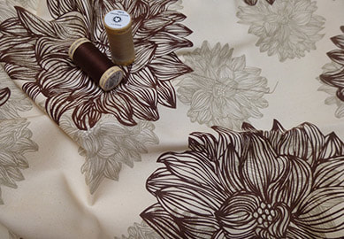 Evelyn and Janette brown natural floral organic cotton twill